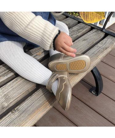 MASOCIO Baby Girl Mary Jane Shoes | Anti-Slip First Walking Shoes 6-12 Months | Gold - Buy Online on GoSupps.com
