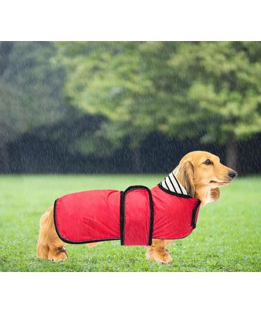 Geyecete Adjustable Waterproof Dog Raincoat for Dachshunds | Reflective Straps & Velcro Fastener | Miniature Dackel Red XL (Back Length: 55-58cm) - Buy Online on GoSupps.com