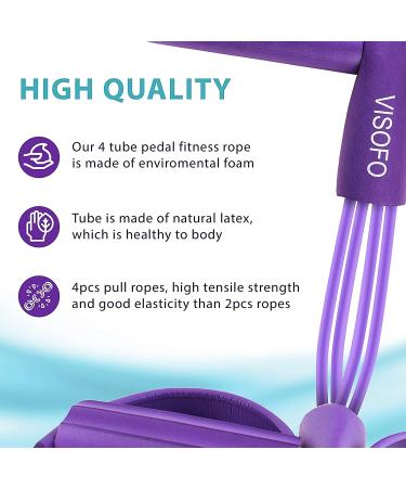 4-Tube Natural Latex Yoga Pedal Resistance Band - Purple - Buy Online on GoSupps.com