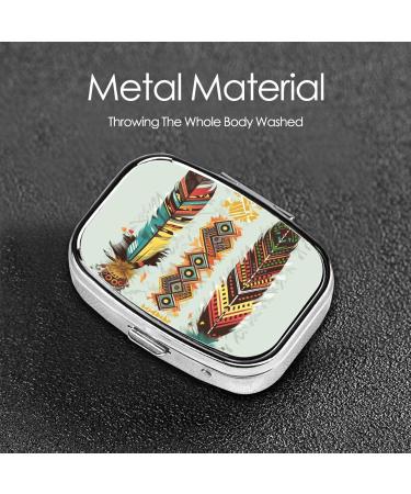Buy Bohemian Feather Small Pill Case - 2 Compartment Travel Organizer & Cute Pill Box for Purse - Perfect Gift - Buy Online on GoSupps.com