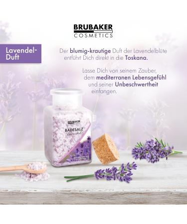 Brubaker Swimming Salt 3x400g - Lavender Fragrance - Wellness Bathing Additive with Flowers & Natural Extracts - Relaxation & Body Care with Wood Measuring Spoon - Buy Online on GoSupps.com