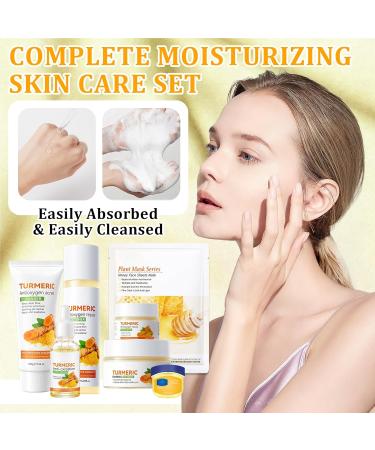 9 Pcs Turmeric Skin Care Set with Facial Cleanser Toner Face Serum Face Cream Eye Cream Moisturizing Lip Balm Hydrating Face Sheet Masks Skin Care Kit for Women and Men - Buy Online on GoSupps.com