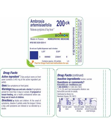 Boiron Ambrosia Artemisiaefolia 200CK - Homeopathic Ragweed Allergy Relief - 80 Pellets | International Shipping Available - Buy Online on GoSupps.com