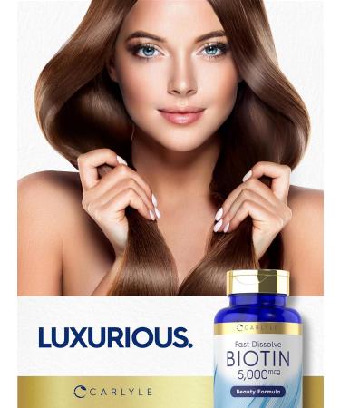 Carlyle Biotin 5000mcg | 250 Fast Dissolve Tablets | Supplement for Men and Women | Vegetarian Non-GMO Gluten Free 250 Count (Pack of 1) - Buy Online on GoSupps.com