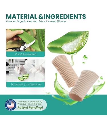 Welnove Toe Caps & Protectors - Aloe Vera Infused Silicone Sleeves 16 Pack - Cushions for Pain Relief Corns Blisters & Ingrown Toenails - International Shipping Available - Buy Online on GoSupps.com