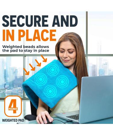 Cure Choice 3-in-1 Weighted Heating Pad with Massager - 12x24 Large Electric Heat Pad for Back Pain Relief, Cramps - 3 Heat & 3 Massage Settings - Ultra Soft Heat Pad (Blue) - Buy Online on GoSupps.com