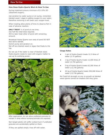 Hydra Quartz Blanket Weed Pond Treatment - Blanket Weed Killer for Ponds | Removes Harmful Ammonia from Water | 1 Kg Treats Up to 12 500 Liters - Buy Online on GoSupps.com