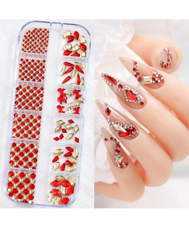 Clear Nail Rhinestones Crystal Nails Gems Stones Mixed Flat Back Rhinestones Gems for DIY Nail Art Supplies Nail Crystals Rhinestones Kit for Nail Art - Buy Online on GoSupps.com