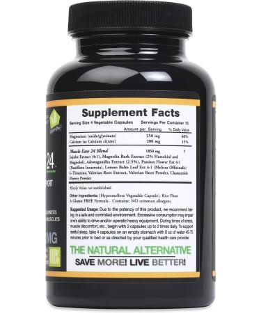 Large 2-Pack Muscle Ease 24/7 Natural Relaxant Magnesium Glycinate - 300mg Maximum Strength - Gluten Free - 60 Capsules - Buy Online on GoSupps.com