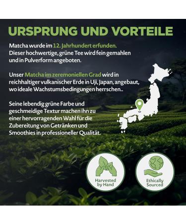 Premium Organic Matcha Powder - Ceremonial Grade 100g | Authentic Japanese Green Tea from Kyoto | Ideal for Drinking Cooking & Coffee Lattes - Buy Online on GoSupps.com