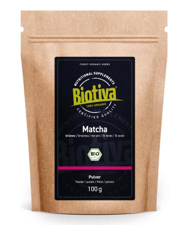 Matcha Tea Bio 100g - Original Matchapulver - Tea Latte Smoothies - High quality biomatcha - 100% sustainable cultivation - bottled and controlled in Germany - Biotiva