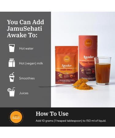 JAMUSEHATI Awake Caffeine-Free Morning Kick Natural Superfoods Blend from Bali Containing Ginger Turmeric and Javanese Ginseng Cylinder (300g) Awake Cylinder - Buy Online on GoSupps.com