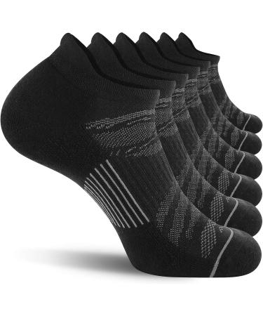 FITRELL Men's Ankle Running Socks 6-Pack - Low Cut Cushioned Athletic Sports Socks - Black+Gray - Size 9-12 - Buy Online on GoSupps.com