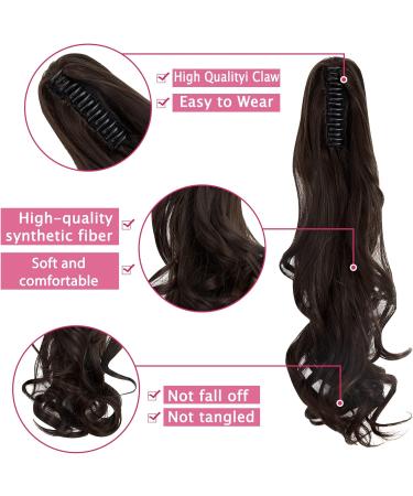 FXYTK Clip in Ponytail Hair Extension Claw | 18 Inch Curly Medium Brown - Buy Online on GoSupps.com
