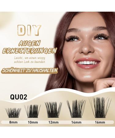 QueWel Cluster Lashes - 72 pcs DIY Eyelash Extensions Soft D Curl 8-16mm Length - Perfect for Home Makeup - Buy Online on GoSupps.com
