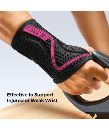 Adjustable S-shaped Wrist Support for Arthritis & Carpal Tunnel - Rose Red, Small, Left Hand | FREETOO Wrist Brace for Men & Women - Buy Online on GoSupps.com