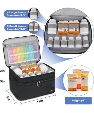 Medicine Storage Bag | Double Layer Pill Organizer with Lockable Zipper | Adjustable Divider for Pills & Medical Supplies - Travel Carrying Bag in Black - Buy Online on GoSupps.com