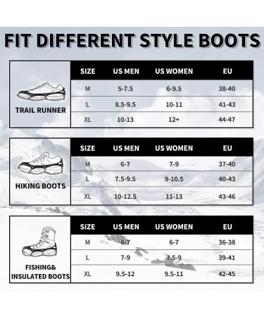Miracol 23/24-Spikes Stainless Steel Ice Cleats for Men and Women - Anti-Slip Traction Grips for Snow Shoe, Ski, Fishing, Climbing - Black X-Large - Buy Online on GoSupps.com