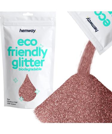 Hemway eco Friendly Biodegable Glitter 100g / 3.5 ounces Bio cosmetic Safe Sparkle vegan for the face eyeshadow body hair nail and festival makeup - 1/128 "0.008" 0.2mm - rose gold
