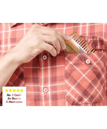 Viking Revolution Wooden Beard Comb Case - Dual Action Fine & Coarse Teeth, Ideal for Balms & Oils, Top Pocket Comb for Beards & Mustaches - Buy Online on GoSupps.com