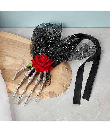 Uozonit Halloween Skull Hand Hairpins - Punk Hand Bone Hairpin Masquerade Headband | Hand Bone Rose Headpiece Headband Floral Headpiece Festival Headband Straps - Buy Online on GoSupps.com