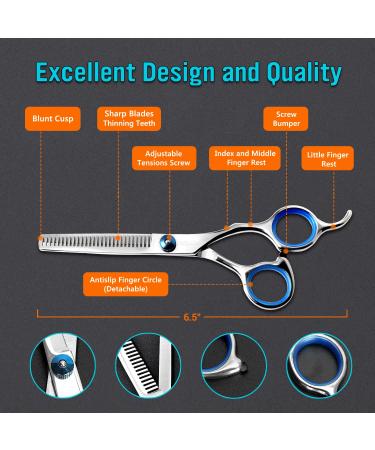 Coolala 6.5 Inch Stainless Steel Hair Cutting Scissors Thinning Shears - Professional Barber Salon Shears for Men, Women, and Kids - Buy Online on GoSupps.com