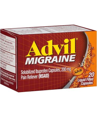 Advil Migraine 200mg Liquid Capsules - 20 Count - Buy Online on GoSupps.com
