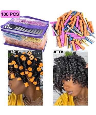 100pcs Perm Rods Set for Natural Hair - 5 Sizes Cold Wave Rods Hair Rollers for Women - Hair Curling Rods for Long Medium Small Hair - DIY Hairdressing Tools in Orange, Purple, Gray, Blue, Yellow - 100 Count - Buy Online on GoSupps.com