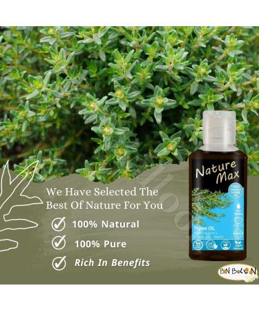 bonballoon Nature Max Thyme Oil Cold Pressed Natural Egyptian Premium Undiluted Pure Egypt Arabic For Hair Skin No Additives Non Gmo Kosher Halal (1 Pack 2.7 oz / 80 ml)  - Buy Online on GoSupps.com