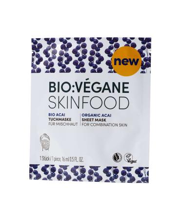 BIO:V GANE SKINFOOD Bio Acai - sheet mask for combination skin vegan NATRUE-certified cares for impure skin pack of 2 (2x 16 ml)