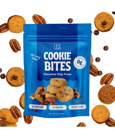 ChipMonk Keto Cookie Bites Delicious Low Carb Diabetic Friendly 1g Net Carb Gluten Free Sugar Free Keto Bites Sweetened with Allulose & Monk Fruit (Chocolate Chip Pecan 2 Pouches (16 Bites)) Chocolate Chip 2 Pack (1  - Buy Online on GoSupps.com