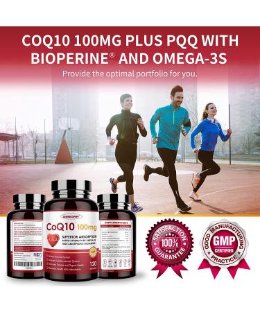 CoQ10 100mg Softgels with PQQ, BioPerine, Omega-3 | Powerful Antioxidant for Heart Health & Energy Production | 120 Servings - Buy Online on GoSupps.com