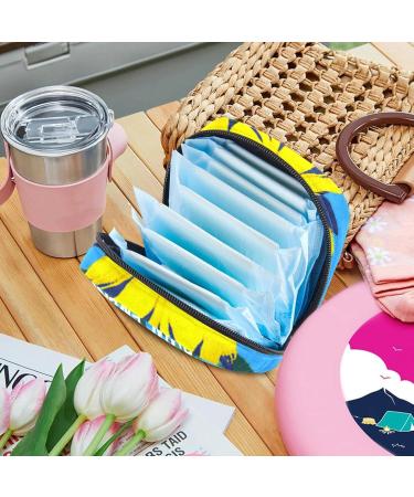 Stylish Menstruation Pad Bag with Zipper | Sunflower Design | Women's Tampon & Napkin Storage | Travel-Friendly Collective Bags - Buy Online on GoSupps.com