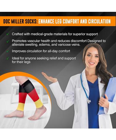 Doc Miller Calf Compression leg Sleeve For Men & Women | Best for Shin Splint Support and Running | 15-20mmHg (X-Large 1 Pair BlackRedYellow) BlackRedYellow XL - Buy Online on GoSupps.com