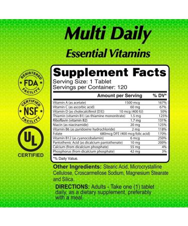 ALFA VITAMINS Multi Daily Vitamins Essential Vitamins to Support The Immune System and Promote a Healthy Lifestyle - 120 Tablets - Buy Online on GoSupps.com