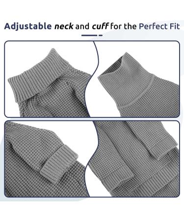 Convinit Gray Dog Sweater for Small & Medium Dogs | Winter Warm Knit Roll Collar Sweater for Chihuahua Dachshund French Bulldog - Buy Online on GoSupps.com