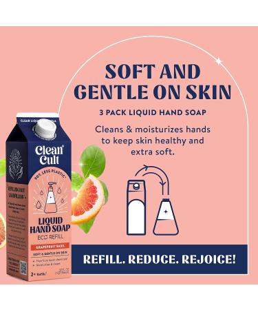 Cleancult Liquid Hand Soap Refills (32oz 3 Pack) - Nourishing & Moisturizing Formula - Eco-Friendly, Chemical-Free - Grapefruit Basil Scent - 32 Fl Oz - Buy Online on GoSupps.com