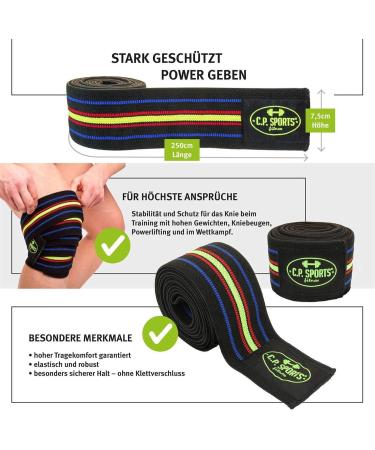 C.P.Sports Kniebandage 200cm-250cm - Velcro-Free Strength Training & Bodybuilding Support for Men & Women - Best for Powerlifting & Weightlifting - Buy Online on GoSupps.com