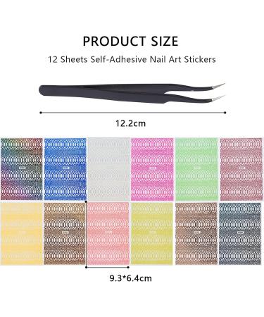 NICENEEDED 12 Sheets Nail Art Stickers nail stickers for nails design manicure tips decort DIY Nail Art Design Stickers for Gel Polish - Buy Online on GoSupps.com