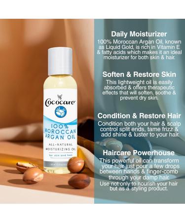 Cococare 100% Natural Moroccan Argan Oil - Premium Skin Moisturizer (2 Oz) | Hydrate & Nourish Your Skin - Ships Internationally - Buy Online on GoSupps.com