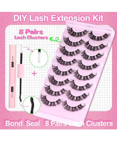 Ruairie DIY Wispy Lash Extension Kit - 8 Pairs Natural Fluffy Individual Lashes 8-16MM - Buy Online on GoSupps.com