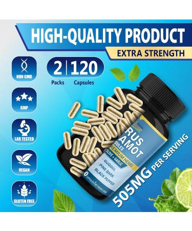 Cadane 2 Packs Citrus Bergamot Extract Capsules with Berberine Olive Guggul Garlic Pine Bark Black Pepper | 4 Months Supply - Buy Online on GoSupps.com