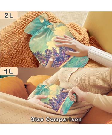 NAANLE 2L Transparent Hot Water Bottle - Tropical Beach Design for Menstrual Cramps Pain Relief & Heat Therapy - Buy Online on GoSupps.com