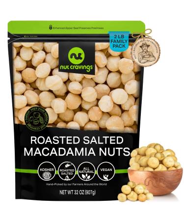 Freshly Roasted & Salted Macadamia Nuts (32oz - 2 LB) Packed Fresh in Resealable Bag - Healthy Snack, Protein Food, All Natural, Keto Friendly, Vegan, Kosher - Buy Online on GoSupps.com