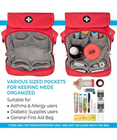 PracMedic Bags Medicine Bag - First Aid & Epipen Carry Case for Diabetic Supplies - Travel Medicine Bag for Allergies & Asthma - T-MEDS Red - Buy Online on GoSupps.com