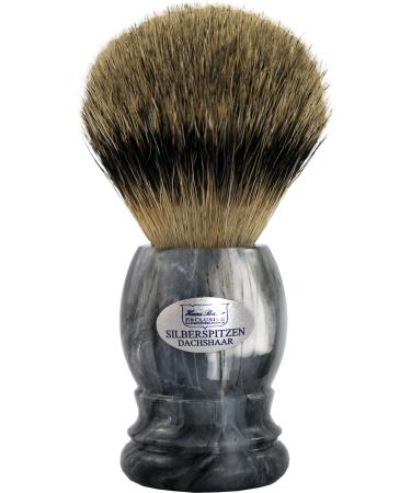 Hans Baier Exclusive Shaving Brush Silvertip Badger Hair - Handle Plastic Marbled Grey Marbled
