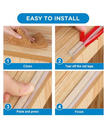 Clear Silicone Baby Proofing Edge Protector Strip - 6.6ft Soft Corner Guards for Cabinets, Tables, Drawers - Thickened, Pre-Taped Adhesive - Buy Online on GoSupps.com
