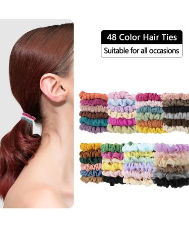 Scrunchies Hair Ties for Heavy or Curly Hair - 48 PCS Elastic Ponytail Holders for Women and Girls - Multi-2 - Buy Online on GoSupps.com