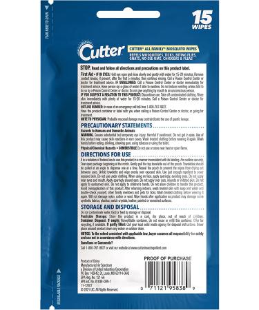 Cutter All Family Mosquito Wipes 15 Wipes | 7.15% DEET | Pack of 1 - Buy Online on GoSupps.com