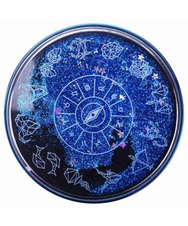 Griwiuiowe Cute Fashion Lens Case Portable Glitter Luxury Bling Stars Liquid Quicksand Lens Case Eye Care Set (Blue)
